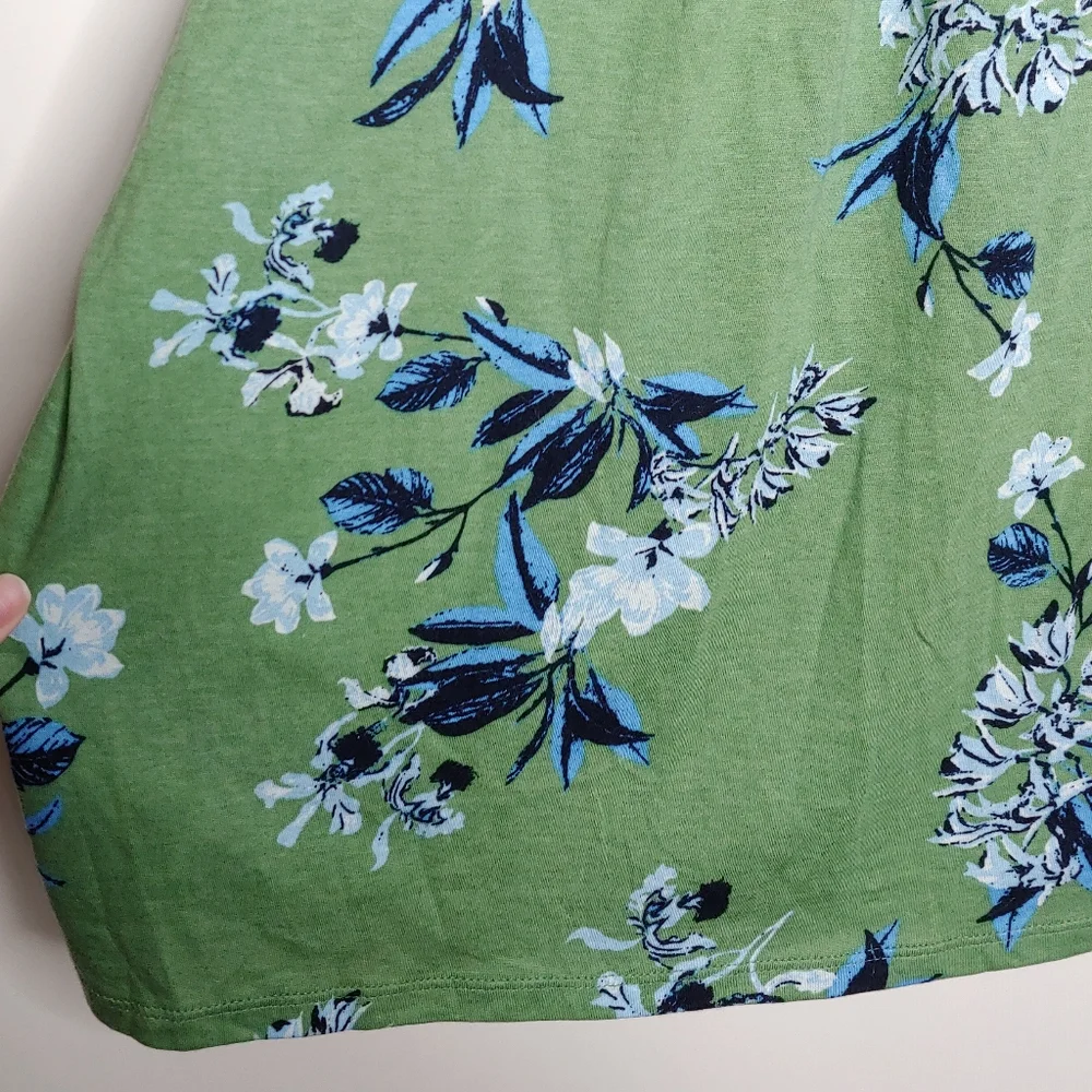 Lucky Brand Green Floral Square Neck Short Sleeve Blouse Size XXL New With Tags - Picture 14 of 16